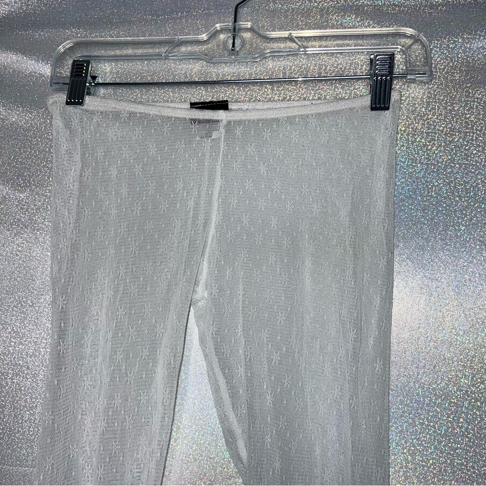 Seduction lace cropped pants white see through mesh sexy cute beach lounge y2k - Picture 4 of 9